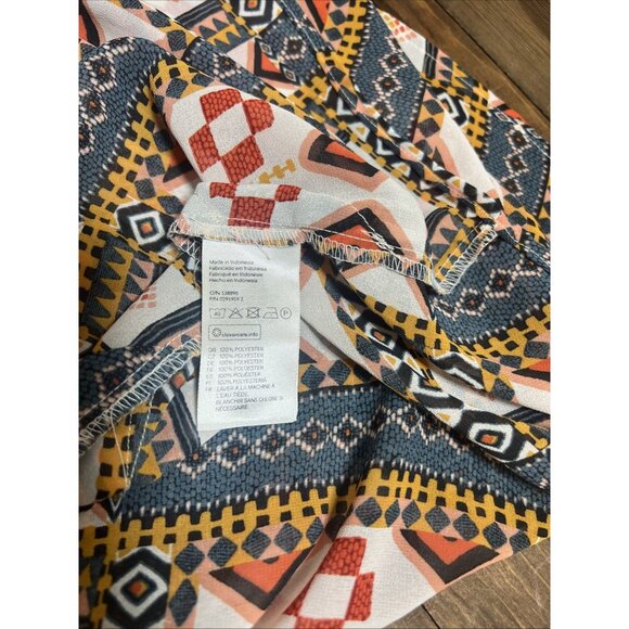 H&M Tribal Geometric Sleeveless Blouse Button Down Size 14 Lightweight Top Women - Picture 4 of 6